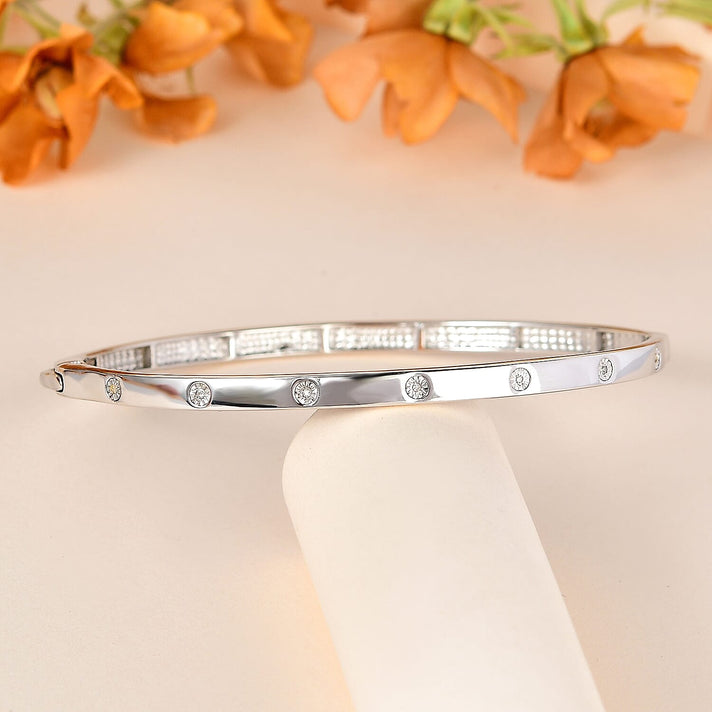 Mega Close Out Deal - White Diamond Bangle (Size - 7.5) 7700256 2