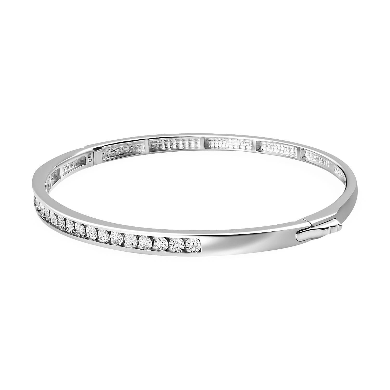 One Time Deal- Diamond Tennis Silver Plated Bangle Size (7.5) 7785022 4