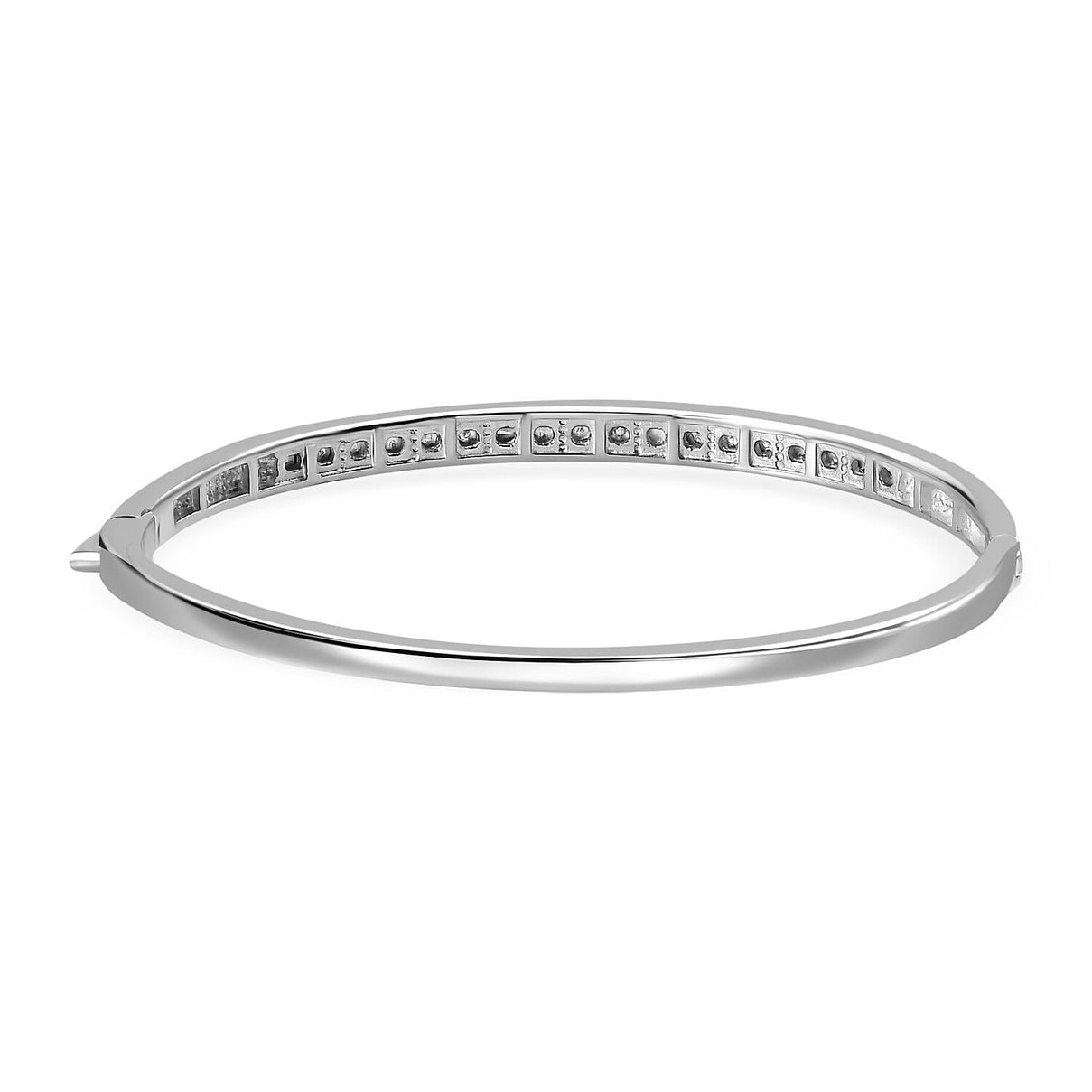 One Time Deal- Diamond Tennis Silver Plated Bangle Size (7.5) 7785022 5