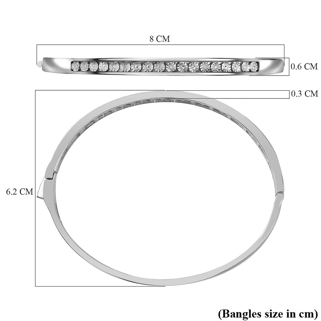 One Time Deal- Diamond Tennis Silver Plated Bangle Size (7.5)