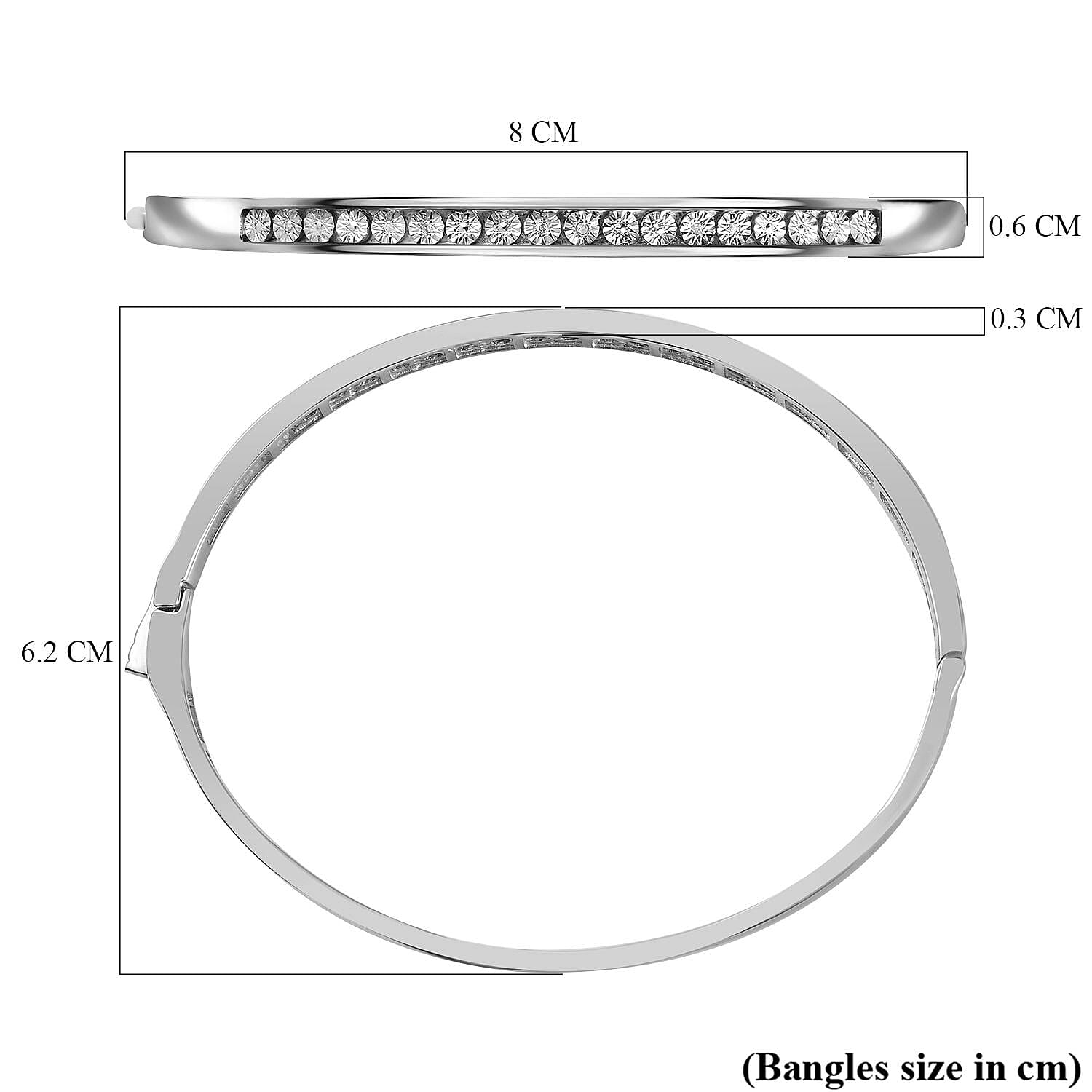 One Time Deal- Diamond Tennis Silver Plated Bangle Size (7.5) 7785022 6