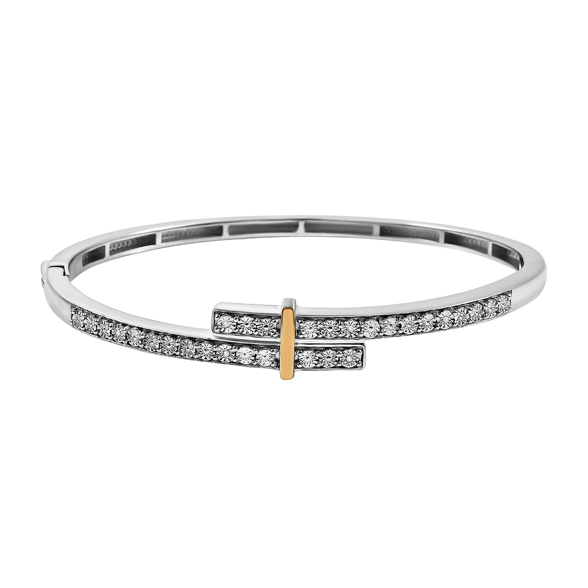 EverTrue Designer Inspired White Diamond Bangle (Size 7.5) with Yellow Pen Plating 7976898 0