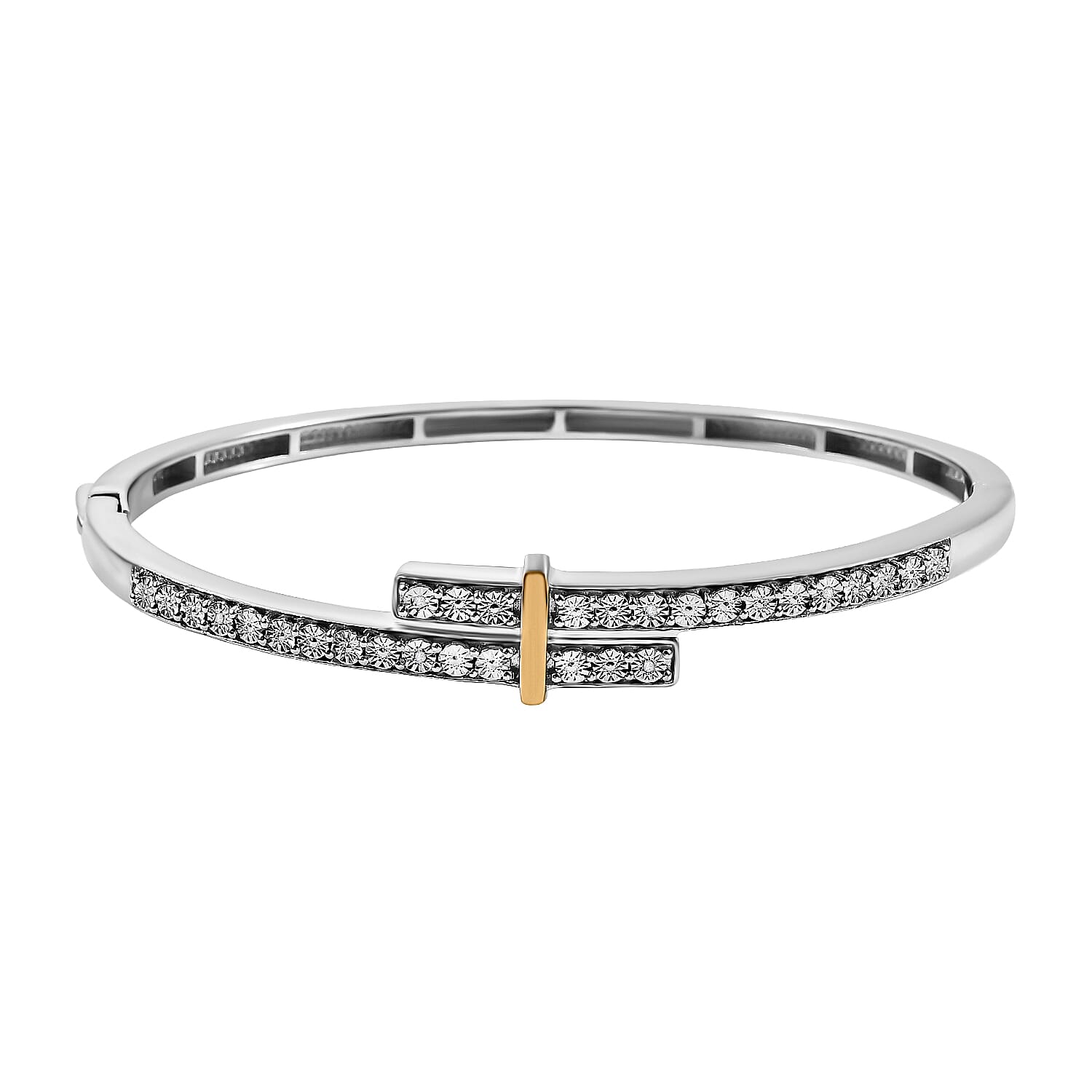 EverTrue Designer Inspired White Diamond Bangle (Size 7.5) with Yellow Pen Plating 7976898 0
