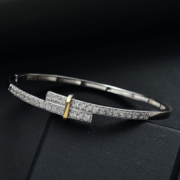 EverTrue Designer Inspired White Diamond Bangle (Size 7.5) with Yellow Pen Plating 7976898 2