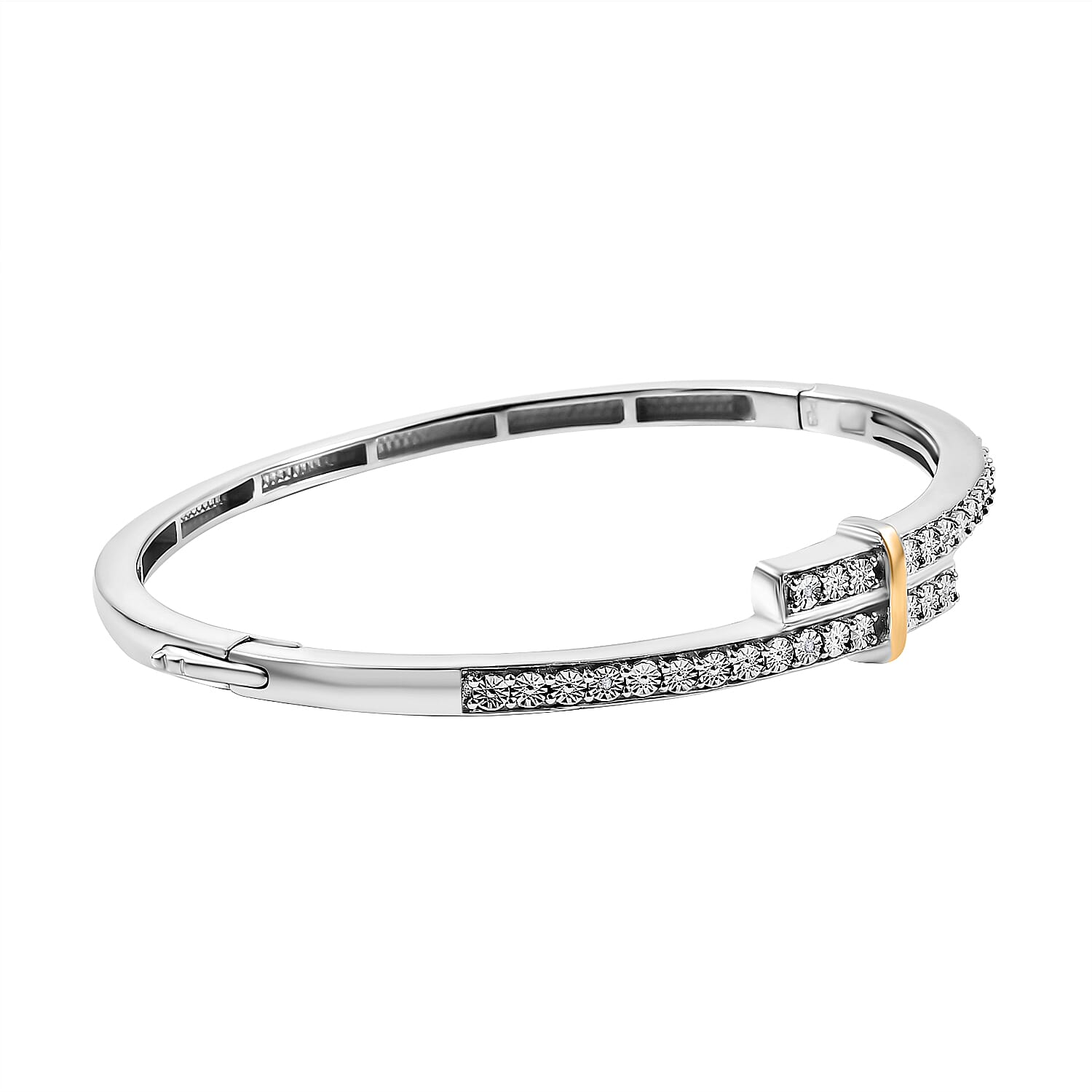 EverTrue Designer Inspired White Diamond Bangle (Size 7.5) with Yellow Pen Plating 7976898 4