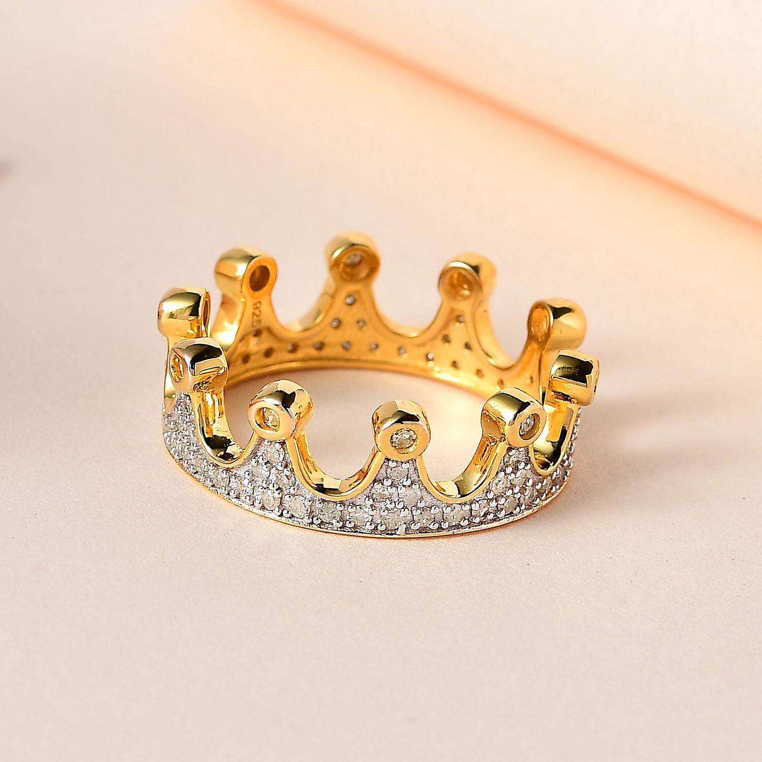 Diamond Crown Ring in 18K Yellow Gold Vermeil Sterling Silver 7557124 2