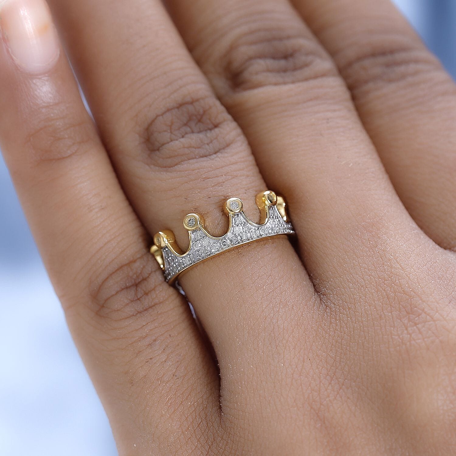 Diamond Crown Ring in 18K Yellow Gold Vermeil Sterling Silver 7557124 3