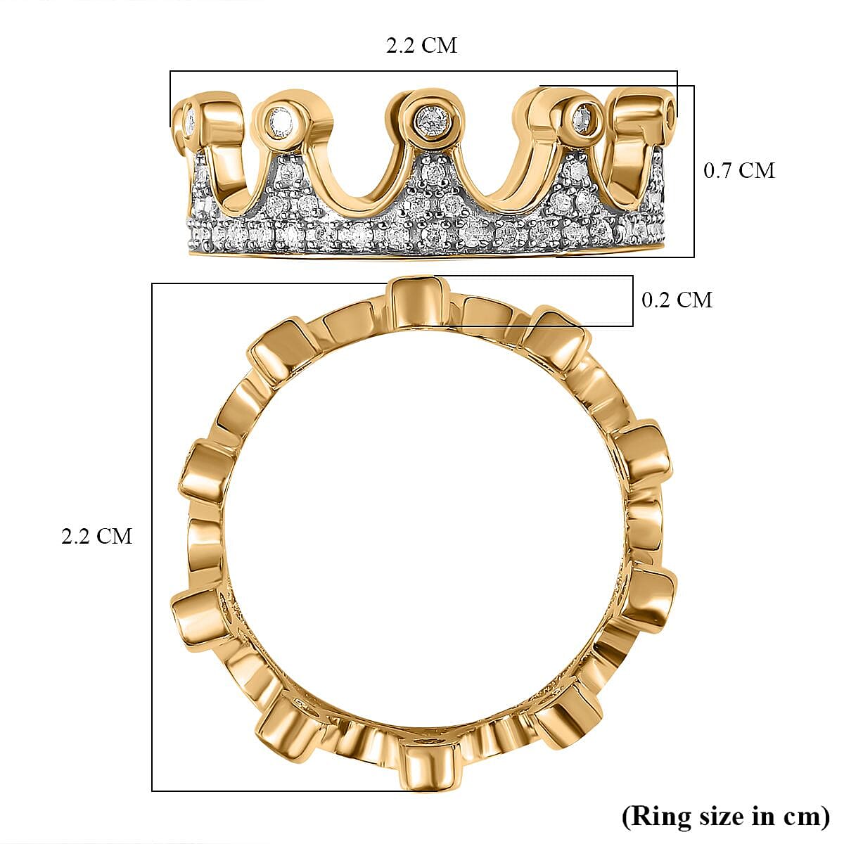 Diamond Crown Ring in 18K Yellow Gold Vermeil Sterling Silver 7557124 6