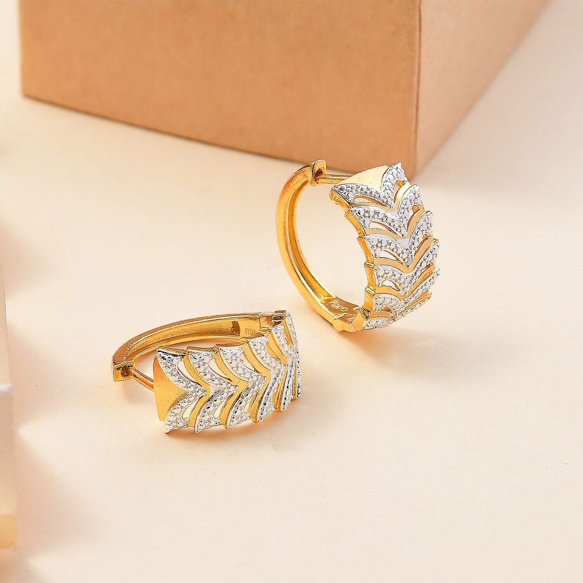 Designer Inspired- White Diamond Hoop Earrings 7893551 2