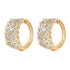 Designer Inspired - White Diamond Hoop Earring in Silver & Yellow Gold Plated