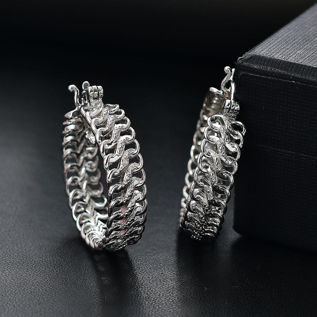 White Diamond  Full Hoop Earring Pure Yellow Brass