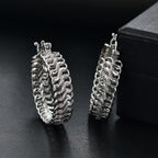 White Diamond  Full Hoop Earring Pure Yellow Brass