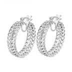 White Diamond  Full Hoop Earring Pure Yellow Brass