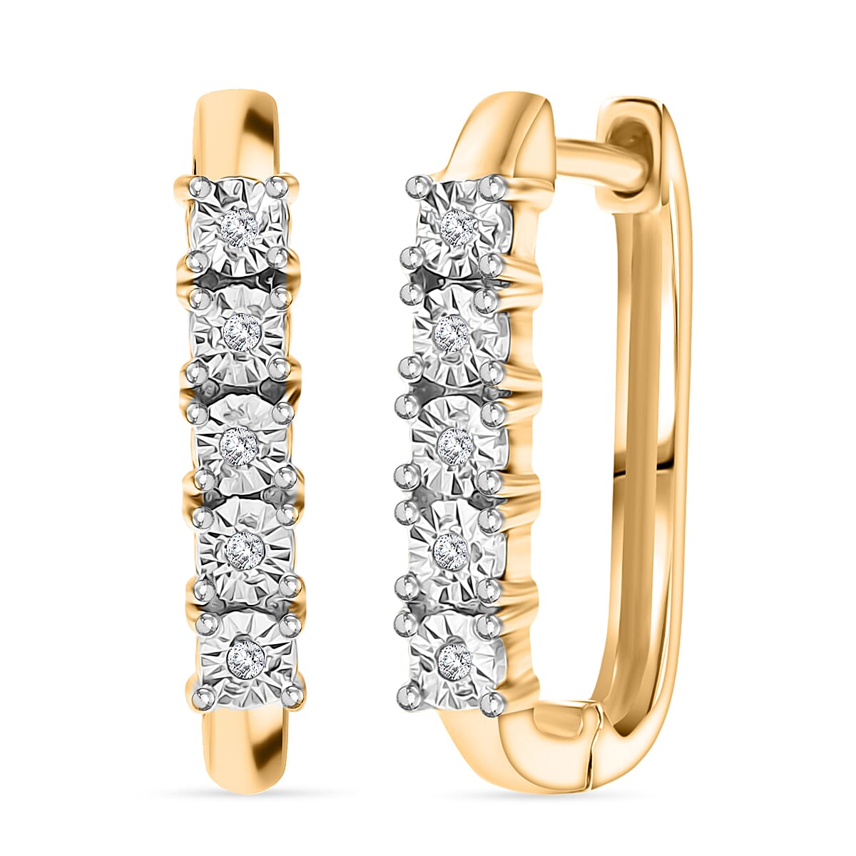 Natural White Diamond Full Hoop Earring in 14K Yellow Gold Plated Overlay Sterling Silver 8286910 0