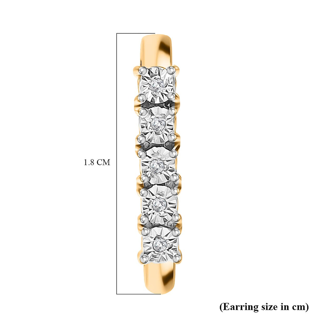 White Diamond Full Hoop Earring in 18K Vermeil Yellow Gold Plated Sterling Silver