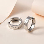 Diamond Moon & Star Hoop Earrings in Platinum Overlay Sterling Silver, Silver Wt 7.80 GM