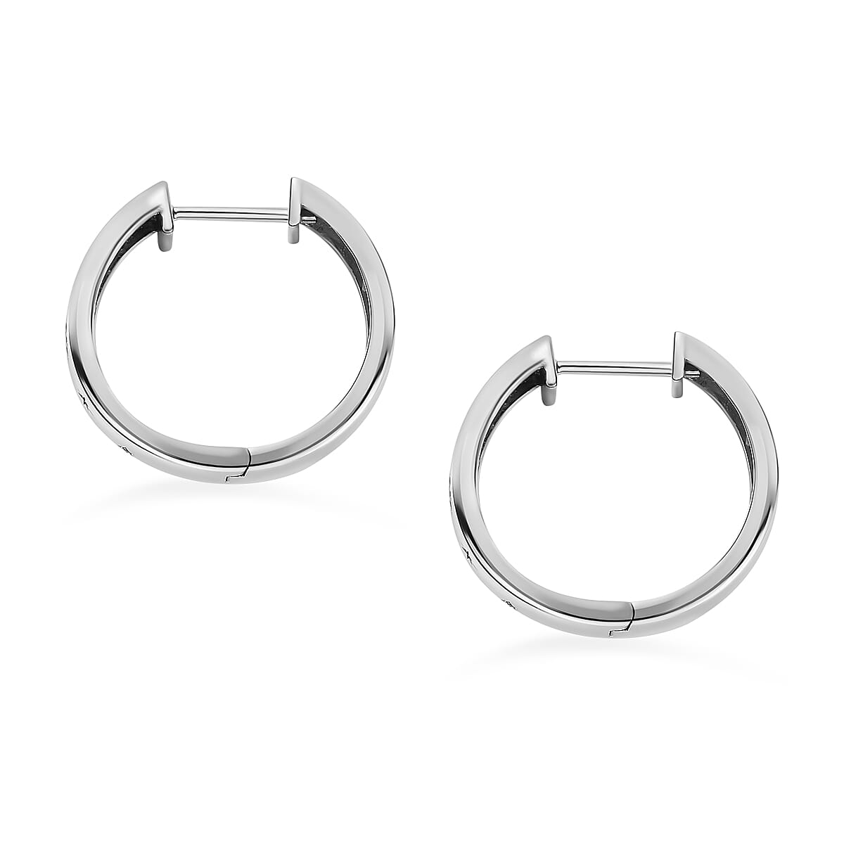 Diamond Moon &amp; Star Hoop Earrings in Platinum Overlay Sterling Silver, Silver Wt 7.80 GM 7647616 5