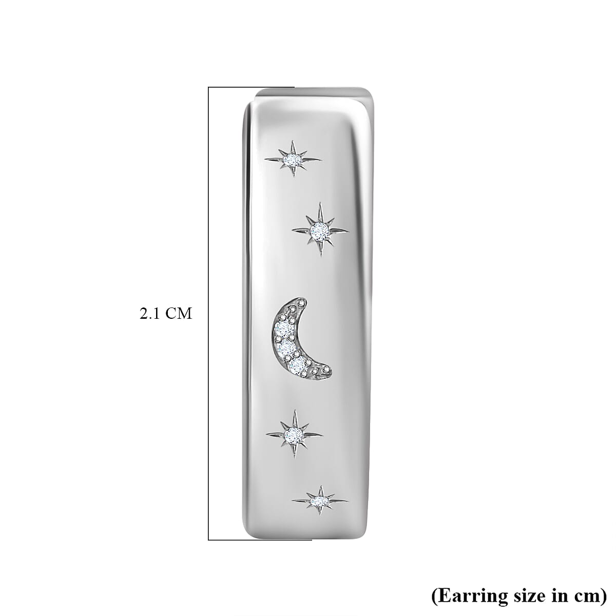 Diamond Moon &amp; Star Hoop Earrings in Platinum Overlay Sterling Silver, Silver Wt 7.80 GM 7647616 6