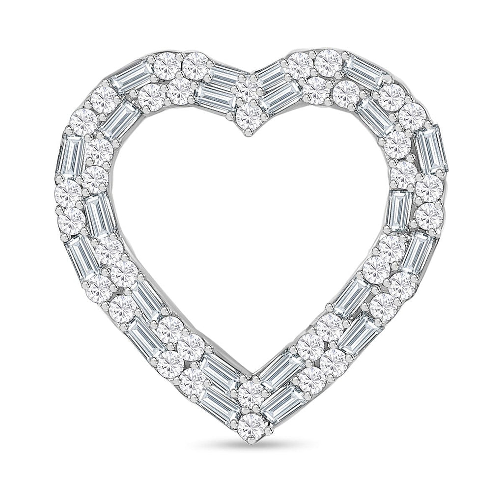 White Diamond Heart Pendant in Platinum Overlay Sterling Silver 0.50 Ct