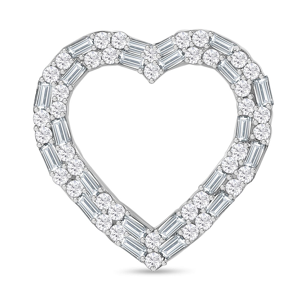 White Diamond  Heart Pendant in Platinum Overlay Sterling Silver 0.476  Ct. 7728874 0