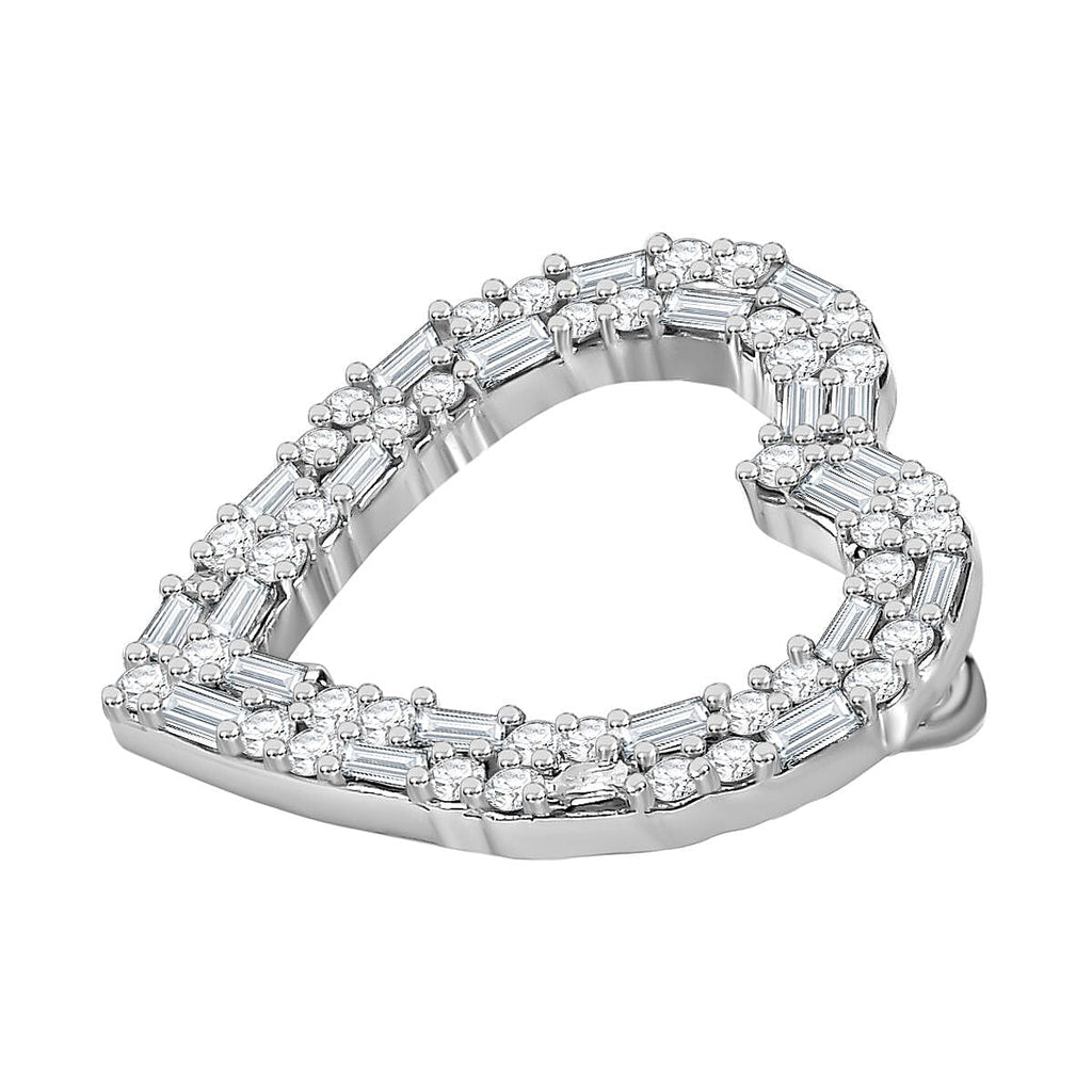 White Diamond Heart Pendant in Platinum Overlay Sterling Silver 0.50 Ct