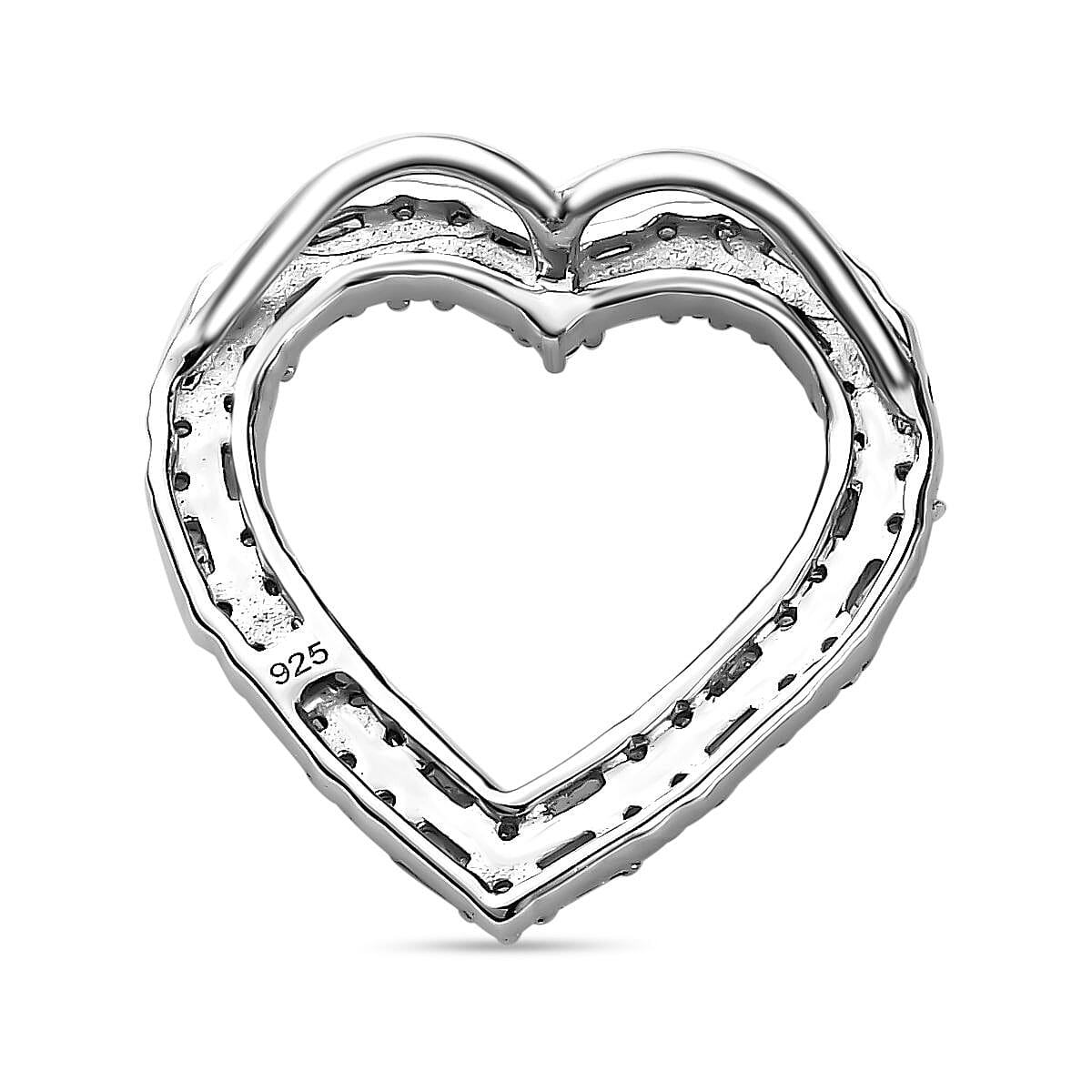 White Diamond  Heart Pendant in Platinum Overlay Sterling Silver 0.476  Ct. 7728874 4