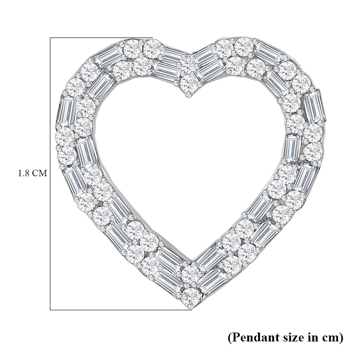 White Diamond  Heart Pendant in Platinum Overlay Sterling Silver 0.476  Ct. 7728874 5