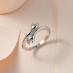 Diamond Hand Bypass Ring in Platinum Overlay Sterling Silver