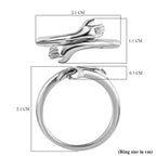 Diamond Hand Bypass Ring in Platinum Overlay Sterling Silver