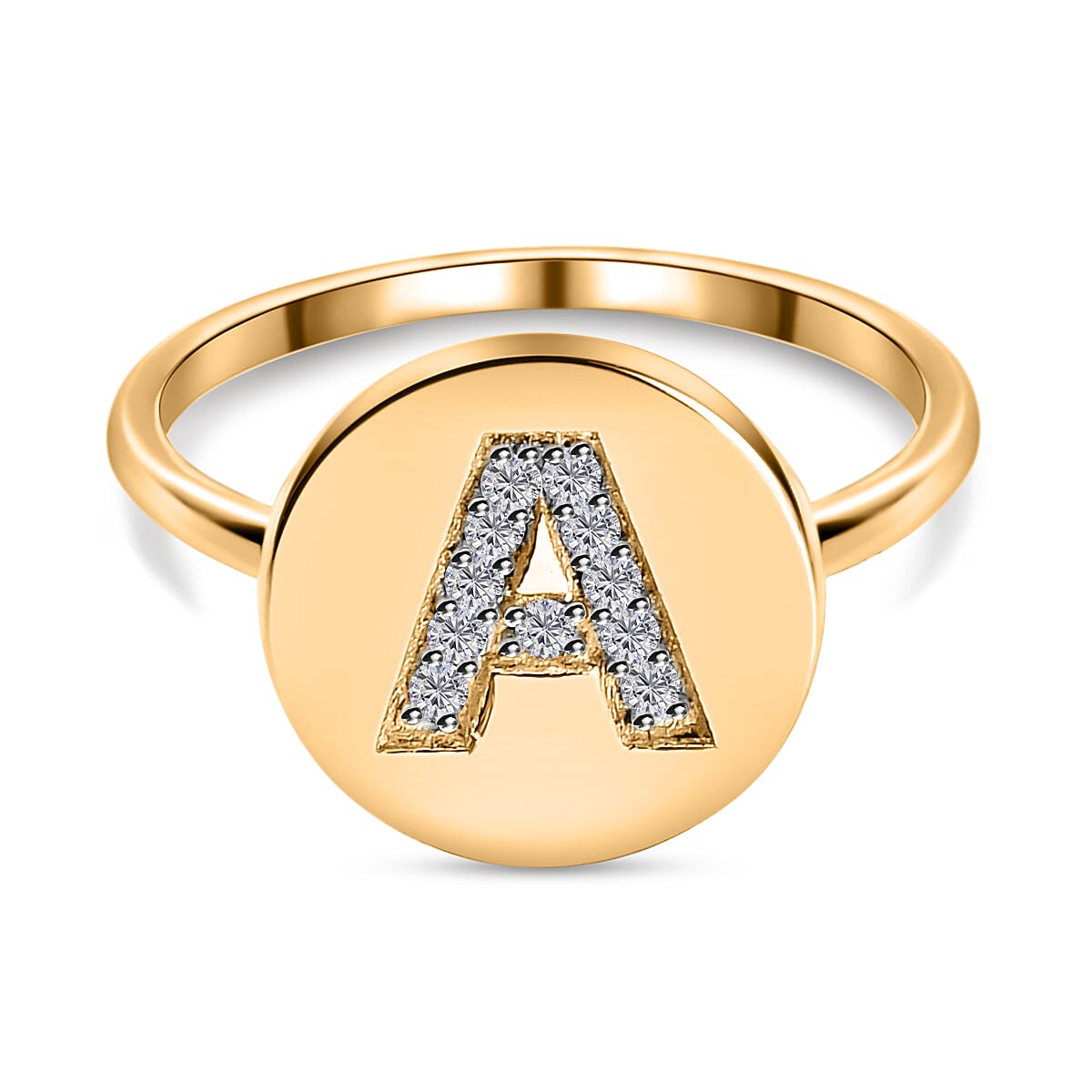 White Diamond Initial-A Ring in 14K Gold Overlay Sterling Silver 0.07 Ct. 7455373 0