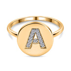 White Diamond Initial-A Ring in 14K Gold Overlay Sterling Silver 0.07 Ct.