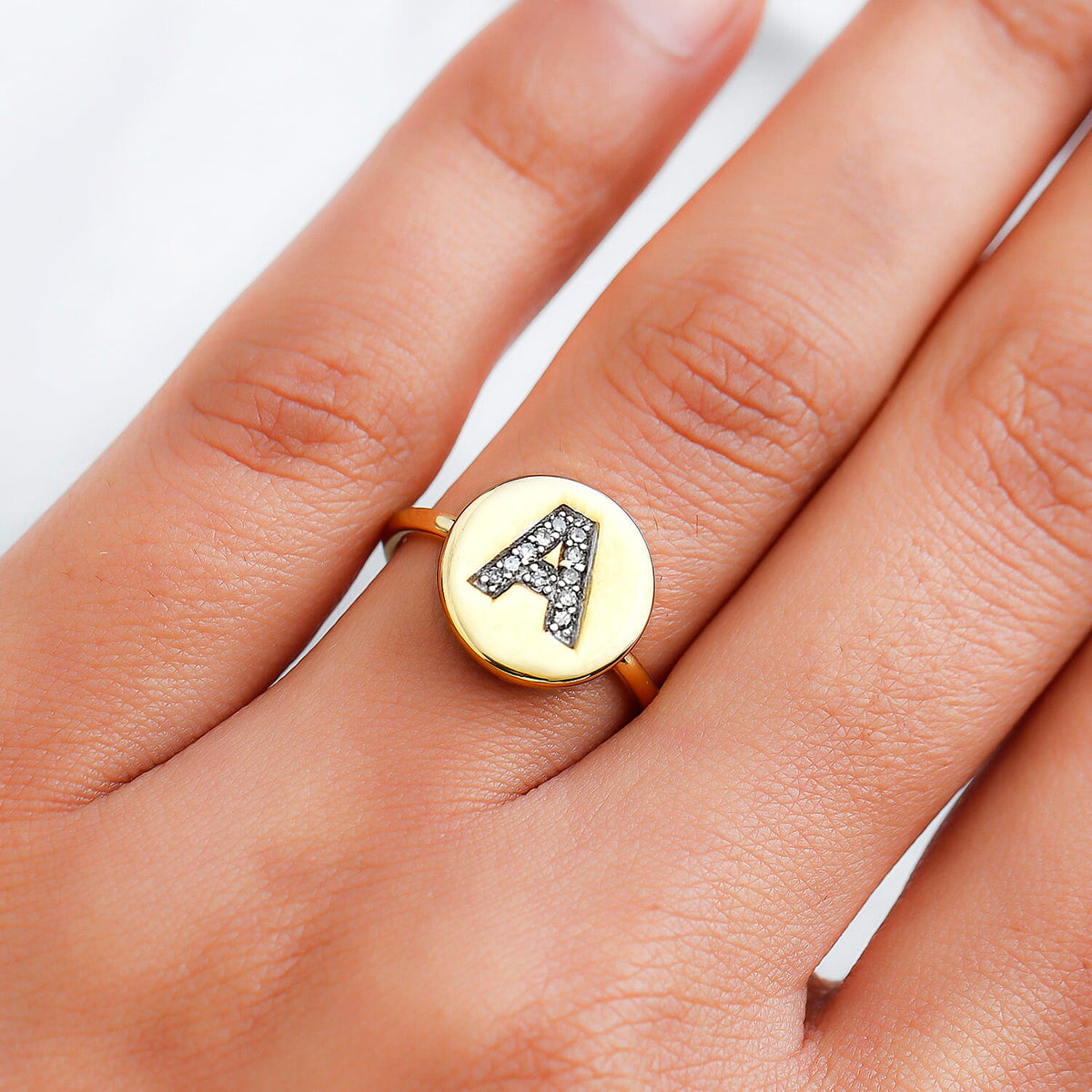 White Diamond Initial-A Ring in 14K Gold Overlay Sterling Silver 0.07 Ct. 7455373 3