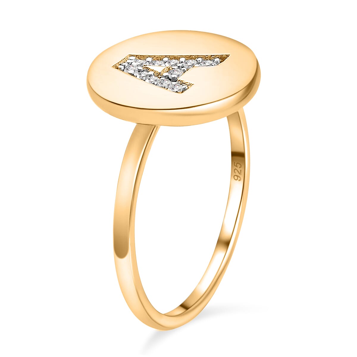 White Diamond Initial-A Ring in 14K Gold Overlay Sterling Silver 0.07 Ct. 7455373 4
