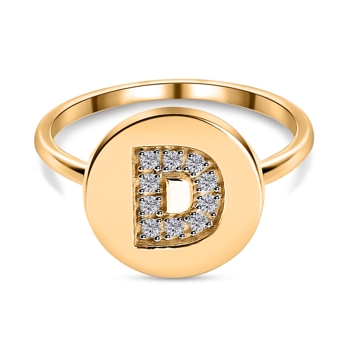 White Diamond Initial-D Ring in Yellow Gold Overlay Sterling Silver 7455583 0