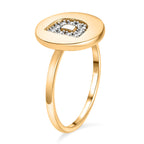 White Diamond Initial-D Ring in 14K Gold Overlay Sterling Silver