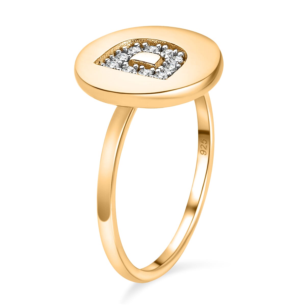 White Diamond Initial-D Ring in Yellow Gold Overlay Sterling Silver 7455583 4