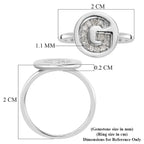 White Diamond Initial-G Ring in Platinum Overlay Sterling Silver