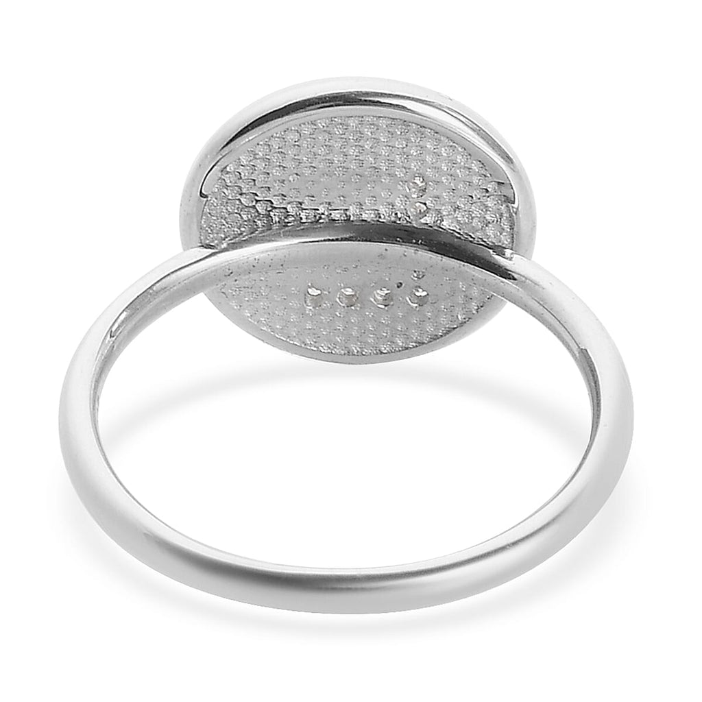 White Diamond Initial-L Ring in Platinum Overlay Sterling Silver
