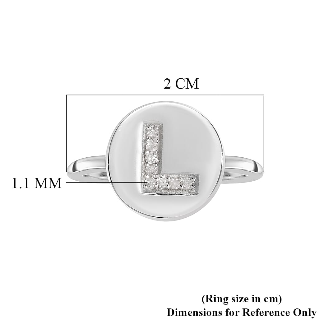 White Diamond Initial-L Ring in Platinum Plated Sterling Silver 7455911 6