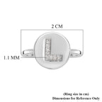 White Diamond Initial-L Ring in Platinum Overlay Sterling Silver