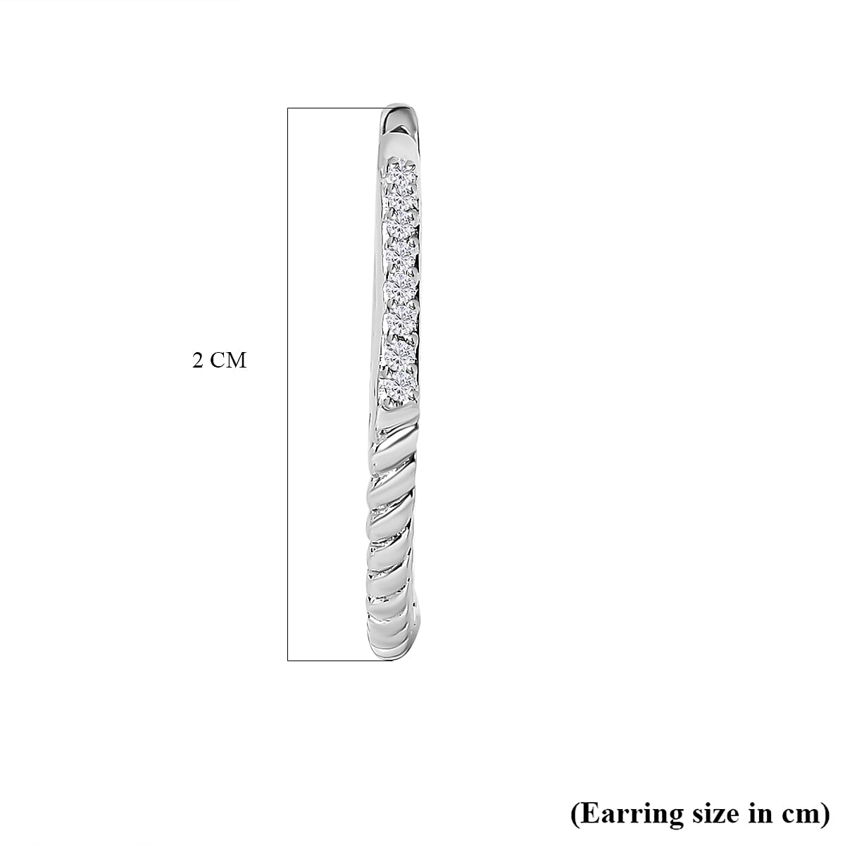 White Diamond Hoop Earring in Platinum Overlay Sterling Silver 0.17 ct 0.168 Ct. 7648972 5