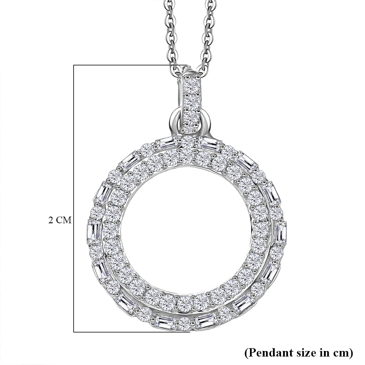 GP Circle Of life Collection - White Diamond Circle Pendant with Chain (Size 20) in Rhodium Overlay Sterling Silver 4380342 6