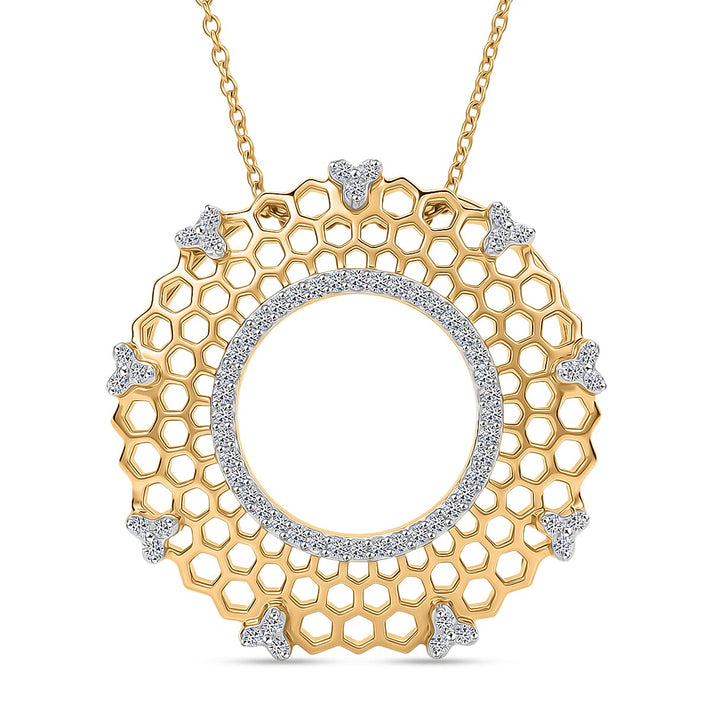 GP - White Diamond &amp; Blue Sapphire Pendant with Chain (Size 20) in 18K Vermeil Yellow Gold Plated Sterling Silver 0.27 Ct. 4465639 1