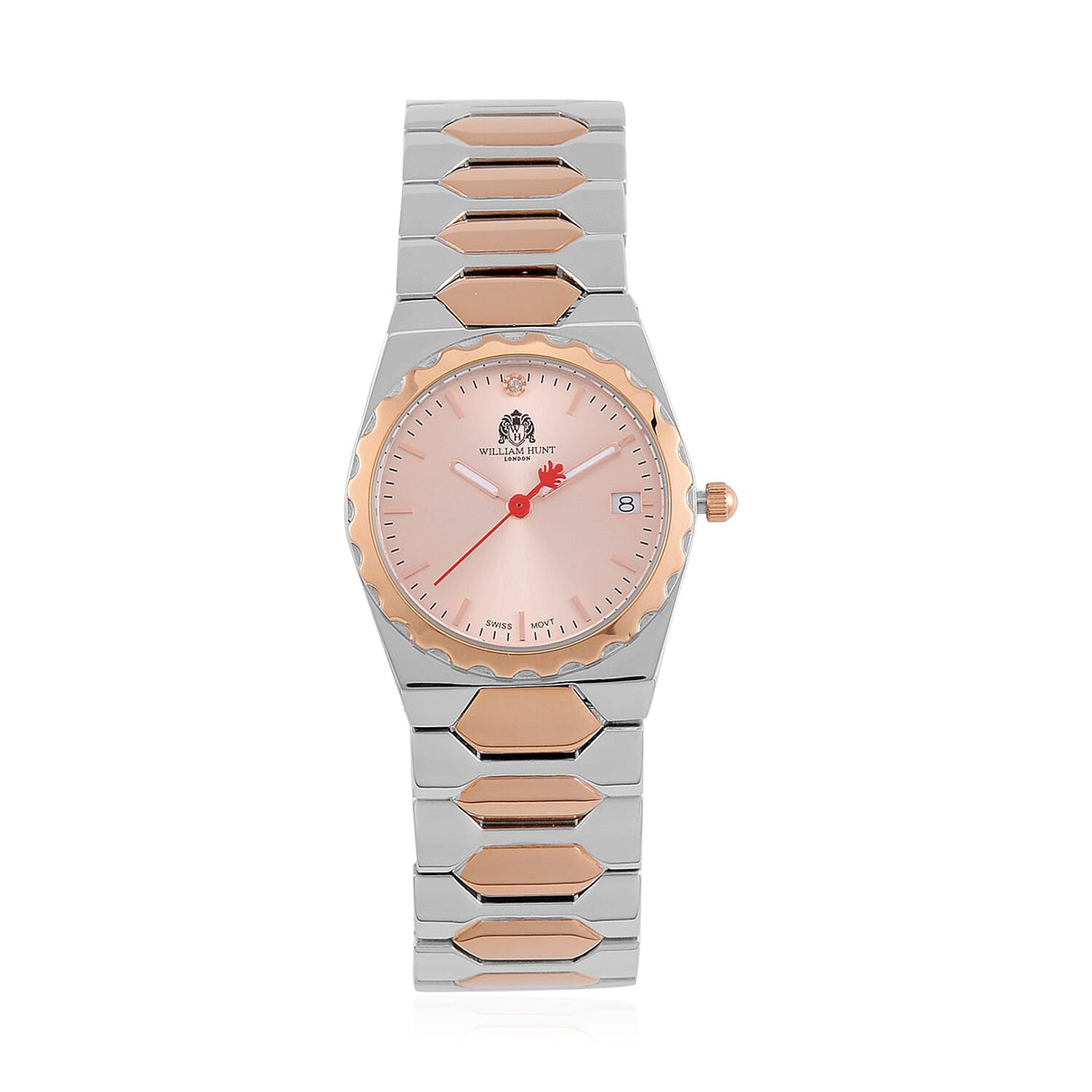 William Hunt Swiss Movement Diamond Studded Ladies Watch with Rose Dial and Rose Gold Tone 7683643 0