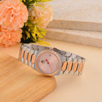 William Hunt Swiss Movement Diamond Studded Ladies Watch with Rose Dial and Rose Gold Tone