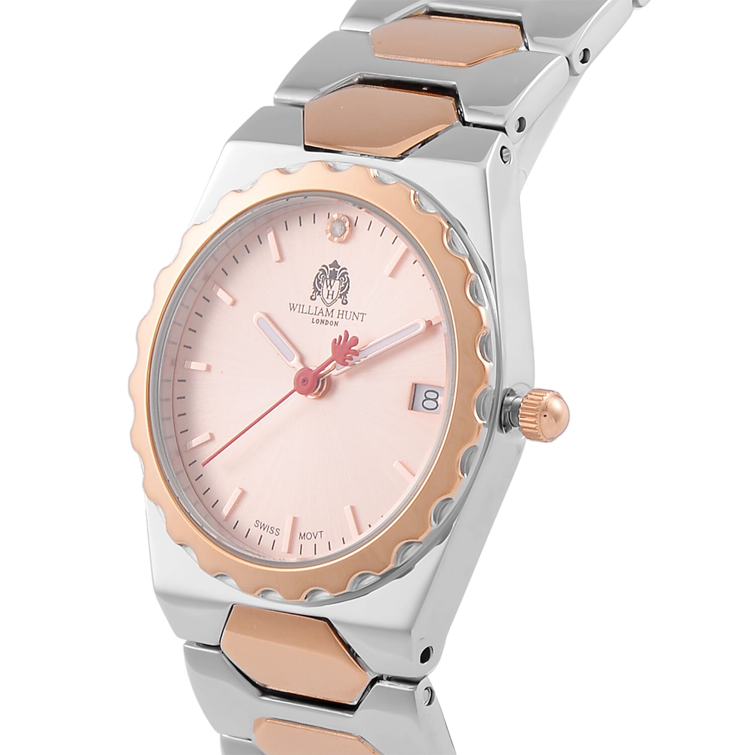 William Hunt Swiss Movement Diamond Studded Ladies Watch with Rose Dial and Rose Gold Tone 7683643 4