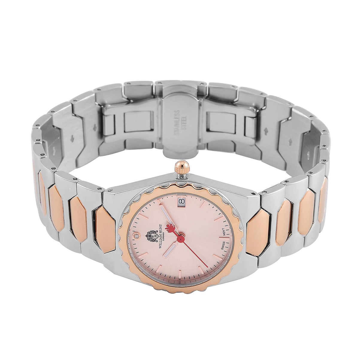 William Hunt Swiss Movement Diamond Studded Ladies Watch with Rose Dial and Rose Gold Tone 7683643 5
