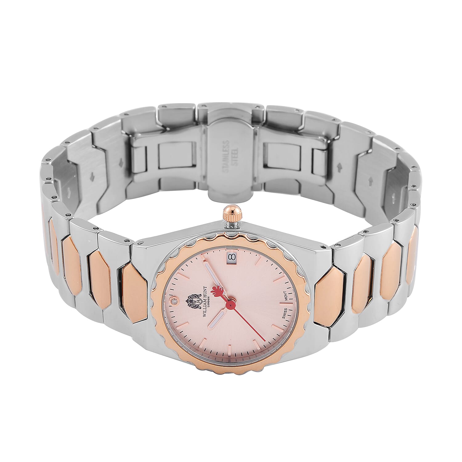 William Hunt Swiss Movement Diamond Studded Ladies Watch with Rose Dial and Rose Gold Tone 7683643 5