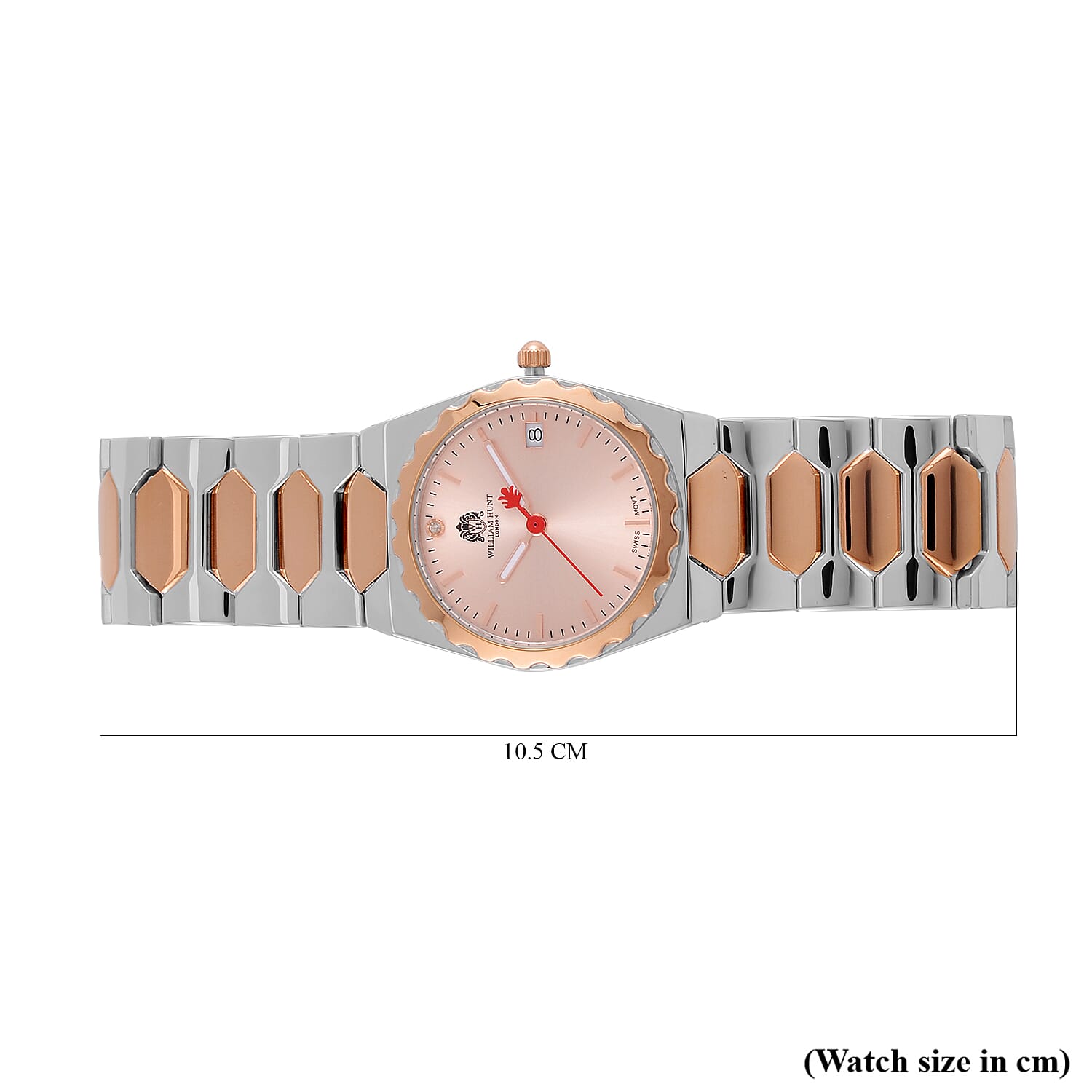 William Hunt Swiss Movement Diamond Studded Ladies Watch with Rose Dial and Rose Gold Tone 7683643 7