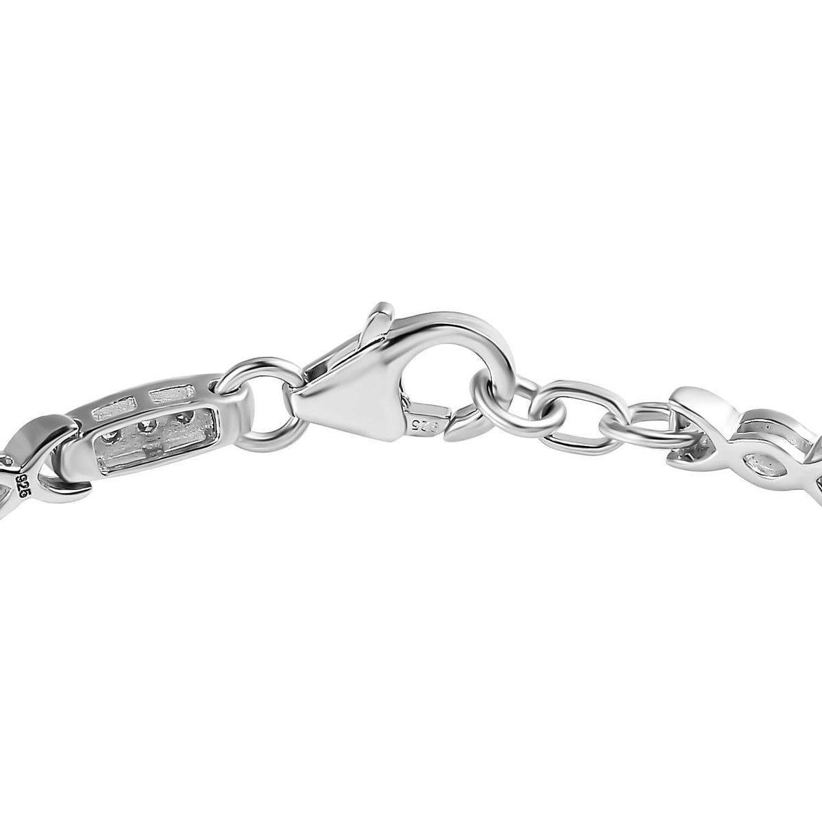 White Diamond  Linking Bracelet (Size - 7.5) in Platinum Overlay Sterling Silver,  Silver Wt. 8 Gms  0.990  Ct. 7768115 4